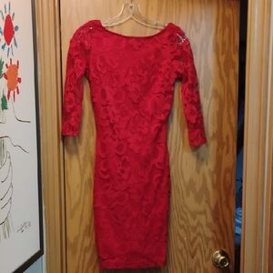 Lulu's Red Bodycon Dress with Bateau Neckline